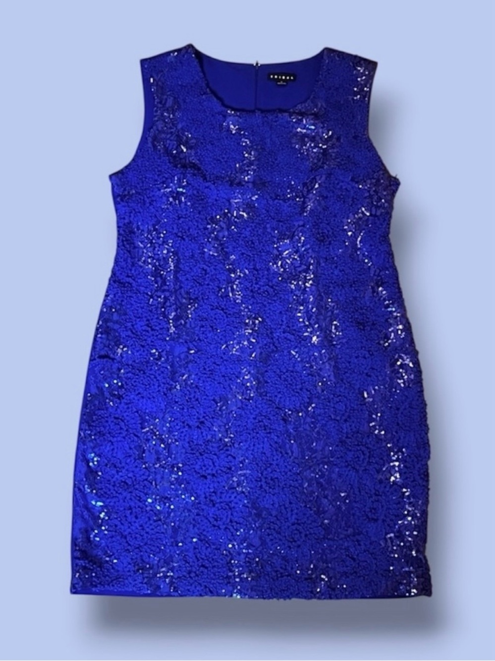 NWOT Tribal Women’s Sleeveless Cocktail Dress Size 14 Royal Blue Floral Sequins